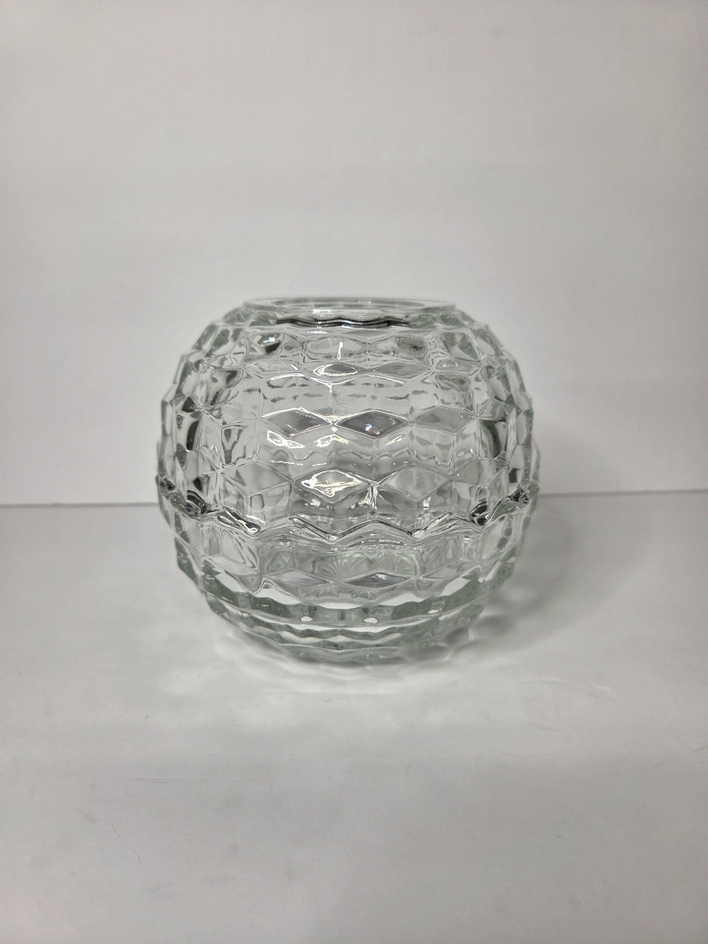 Vintage Homco Clear Glass Cubist Fairy Lamp Candle Holder Candle Holder